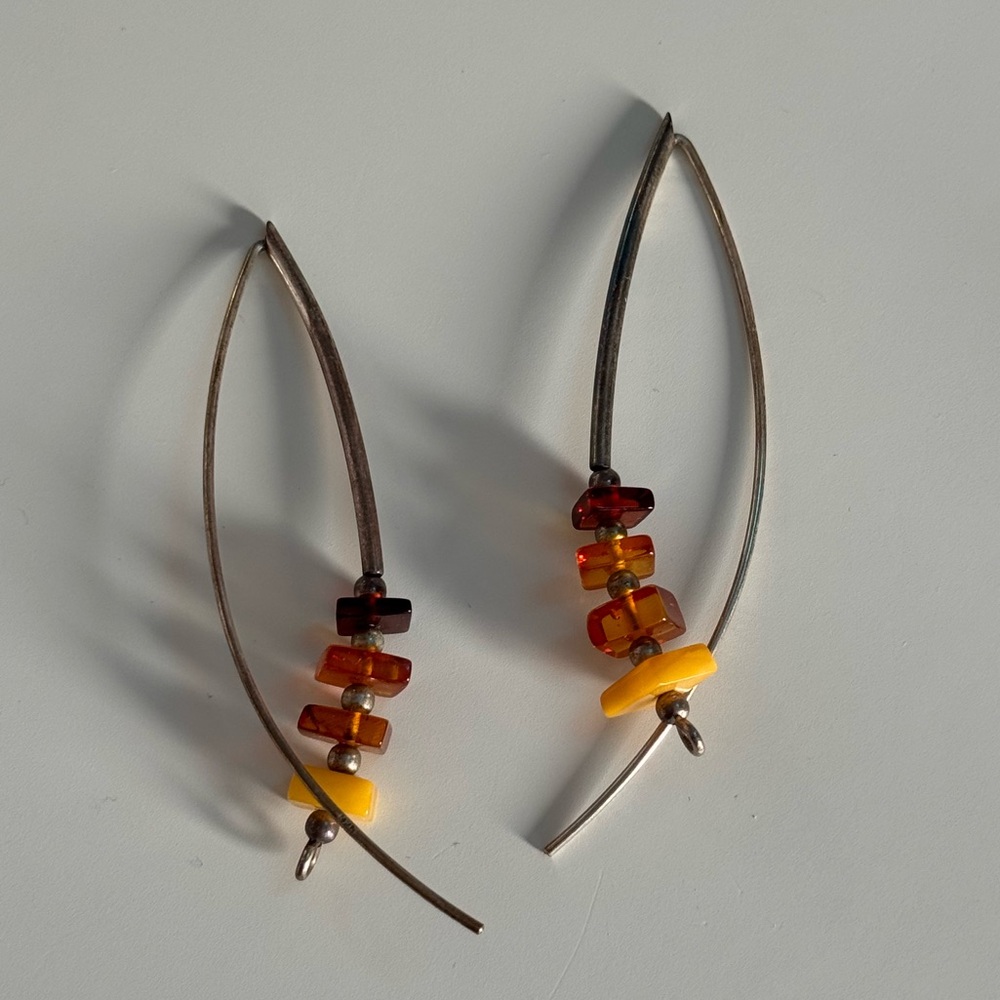 Sterling Silver & Baltic Amber Auth Earrings
